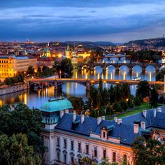 Bridges span the Vltava River, Praque, Czech